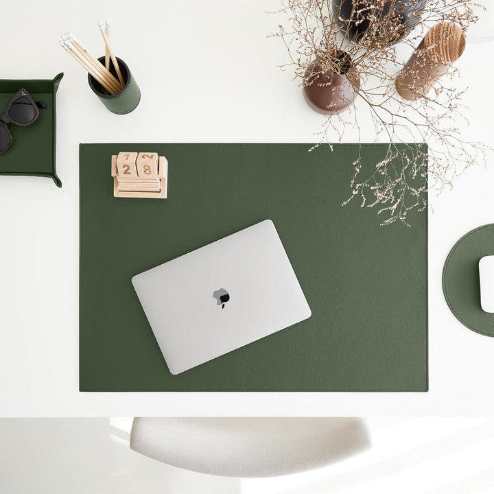 Eglooh - Iris - Taschenleerer aus echtem Leder Grün - Schreibtisch-Organizer mit modernem Design - A