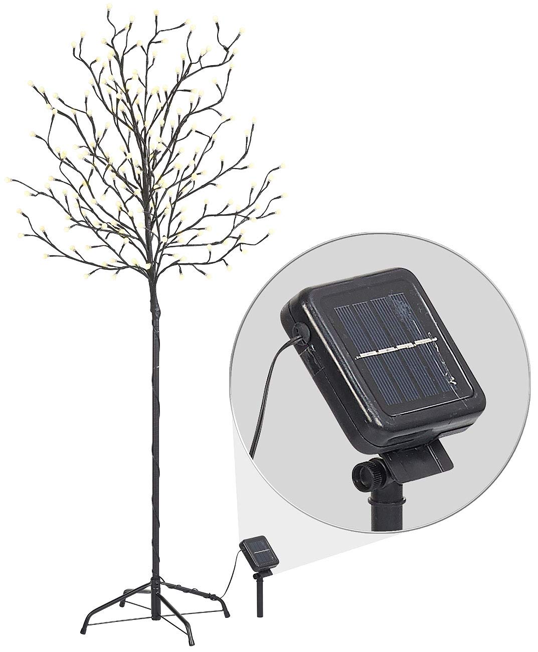 Lunartec Solarbaum: XL-Solar-LED-Lichterbaum mit 200 beleuchteten Knospen, 150cm, IP44 (Solarbaum Ga