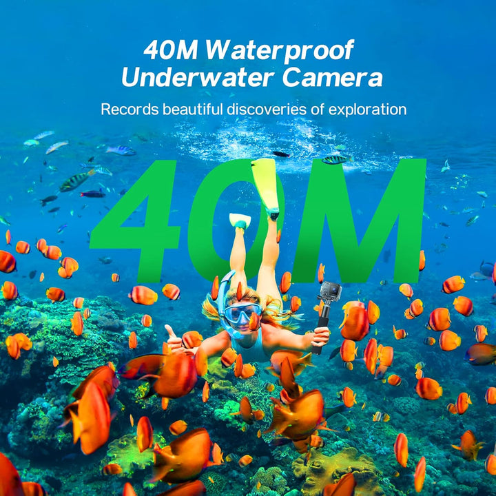 Surfola Action Cam 4K/30FPS 20MP 40M Unterwasserkamera WiFi PC Kamera Helmkamera mit Externes Mikrof