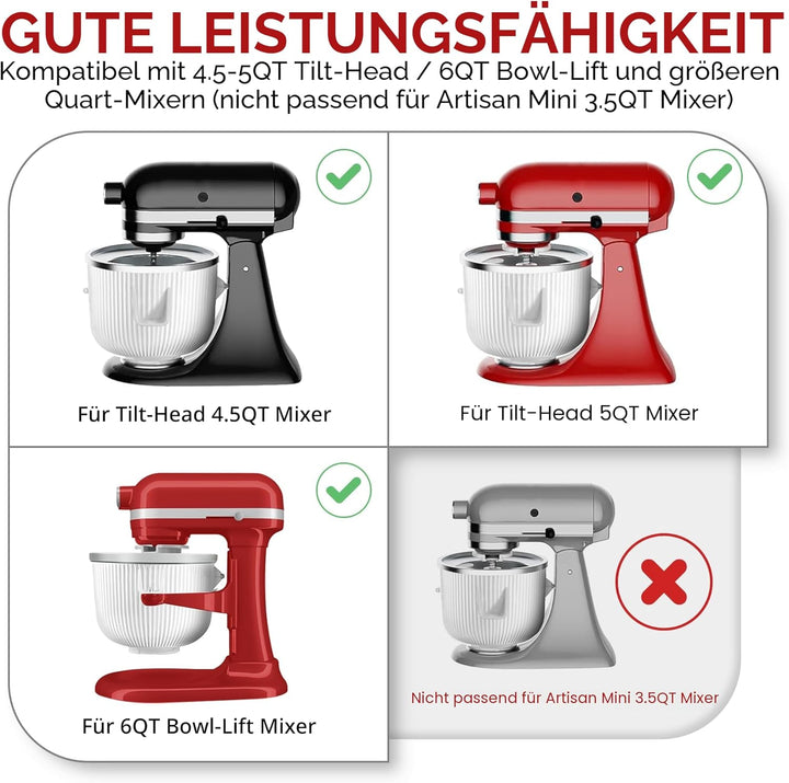 Eismaschinen-Aufsatz für KitchenAid-Mixer, passend für KitchenAid 4,5/5QT- und 6QT-Standmixer, Froze