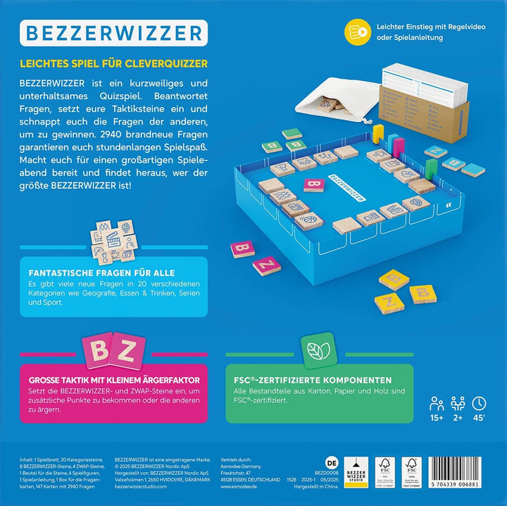 Asmodee, BEZZERWIZZER (Auflage 2025), Quiz- und Partyspiel ab 2 Spieler, ab 15 Jahren, 45 Minuten, 2