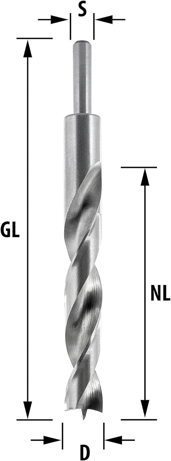 ENT 50420 Holzspiralbohrer Ø 20 mm, extra lang 200 mm, HSS-G, mit Zentrierspitze und Vorschneider, D
