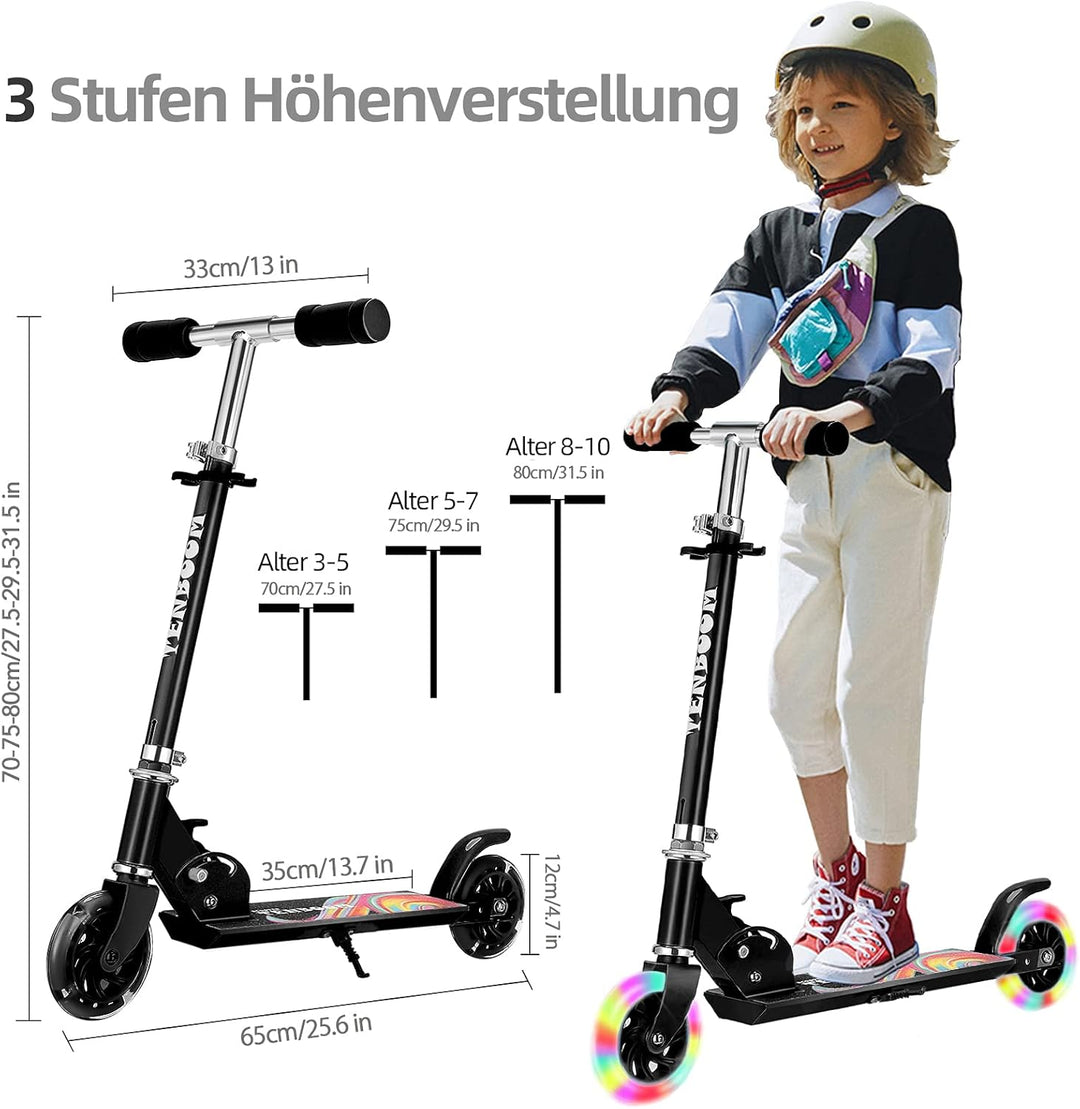 TENBOOM Roller Kinder Scooter 6 Jahre, 2 LED aufleuchten Räder Tretroller Kinder Roller 3 Jahre Mädc