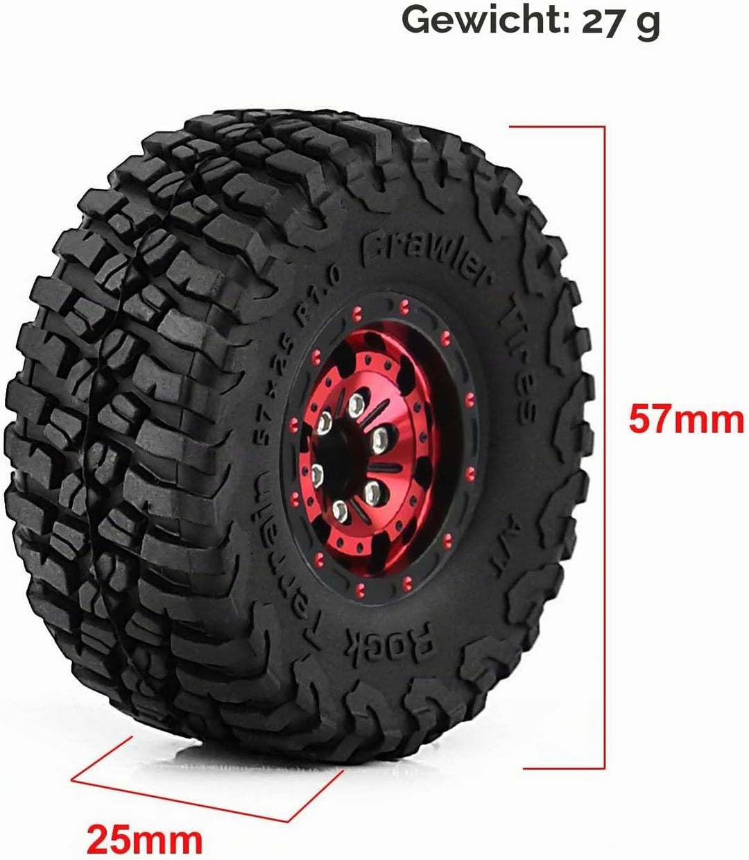 KEEDA 57mm RC Reifen und Räder, 1,0 Zoll Micro Beadlock Felge für 1/18 TRX4M 1/24 RC Crawler Car Axi