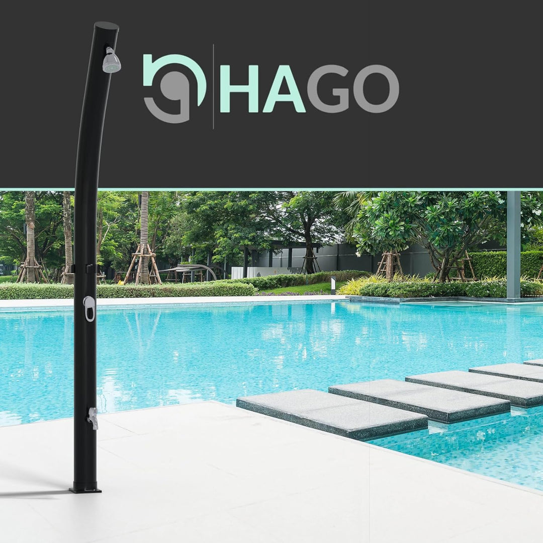 HAGO Solardusche | 20L | rund | gebogen | Schwarz | Pooldusche | Campingdusche | Gartendusche | Outd