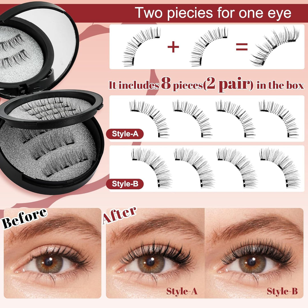 Higu clace Magnetische Wimpern,Magnet Wimpern Ohne Eyeliner,Magnetische Wimpern mit Applikator,Wimpe