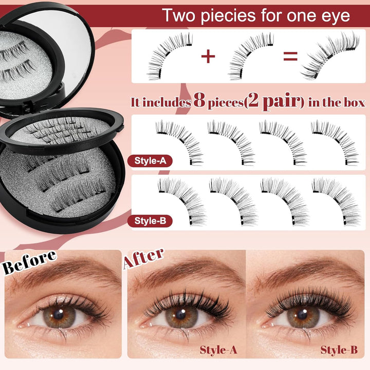 Higu clace Magnetische Wimpern,Magnet Wimpern Ohne Eyeliner,Magnetische Wimpern mit Applikator,Wimpe