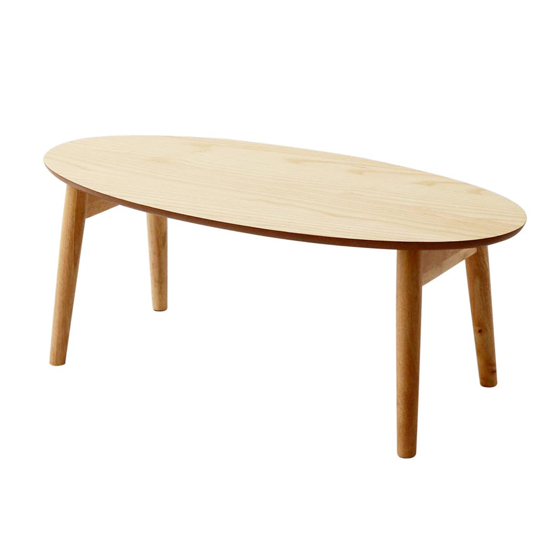EMOOR Klapptisch Holz, Klein-Oval (B90xD43cm) Naturfarben, Couchtish Tatami Tisch 90 x 43 x 34 cm Na