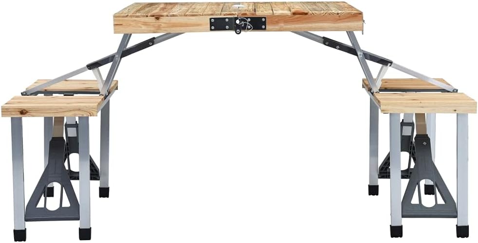 vidaXL Campingtisch Klappbar mit 4 Sitzen Camping Set Koffertisch Picknick Campingmöbel Klapptisch S