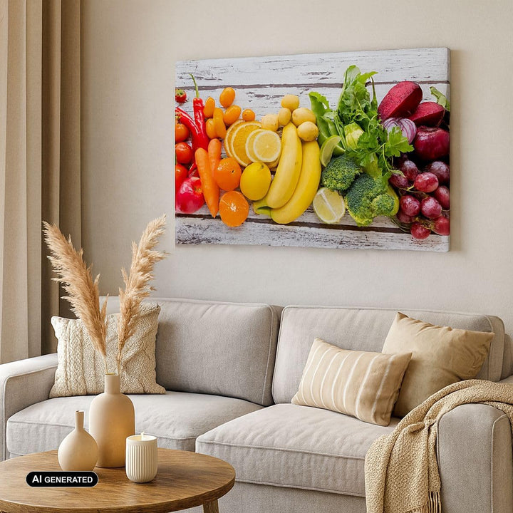 Bilder auf Leinwand Essen Gemüse Essen frisch Leinwandbild 70x50cm Wandbilder Dekoration Wohnzimmer