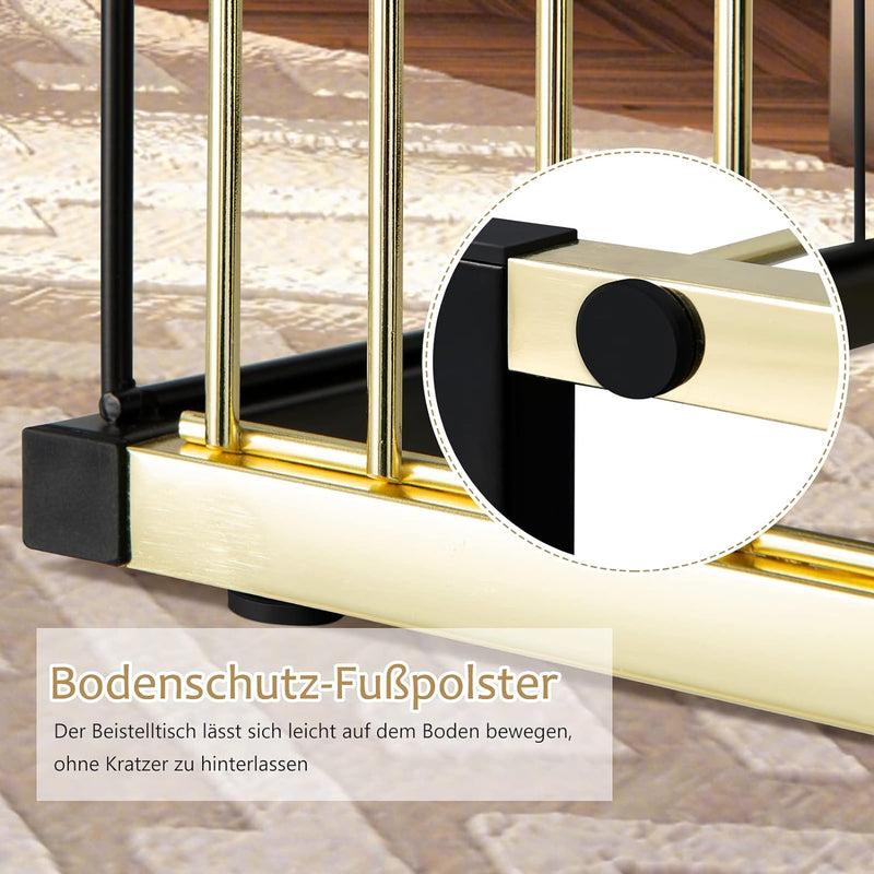 GOPLUS 2-stöckiger Beistelltisch Marmor Optik, Couchtisch mit Metallgestell, Sofatisch modern für Wo