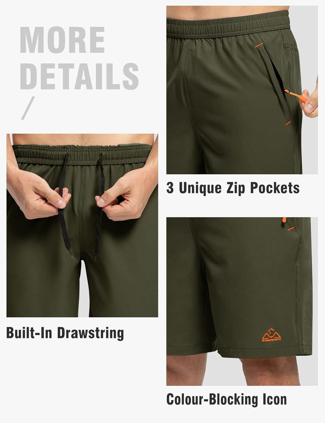 TBMPOY Herren Laufshorts Laufshorts M A4, Armeegrün, M A4, Armeegrün