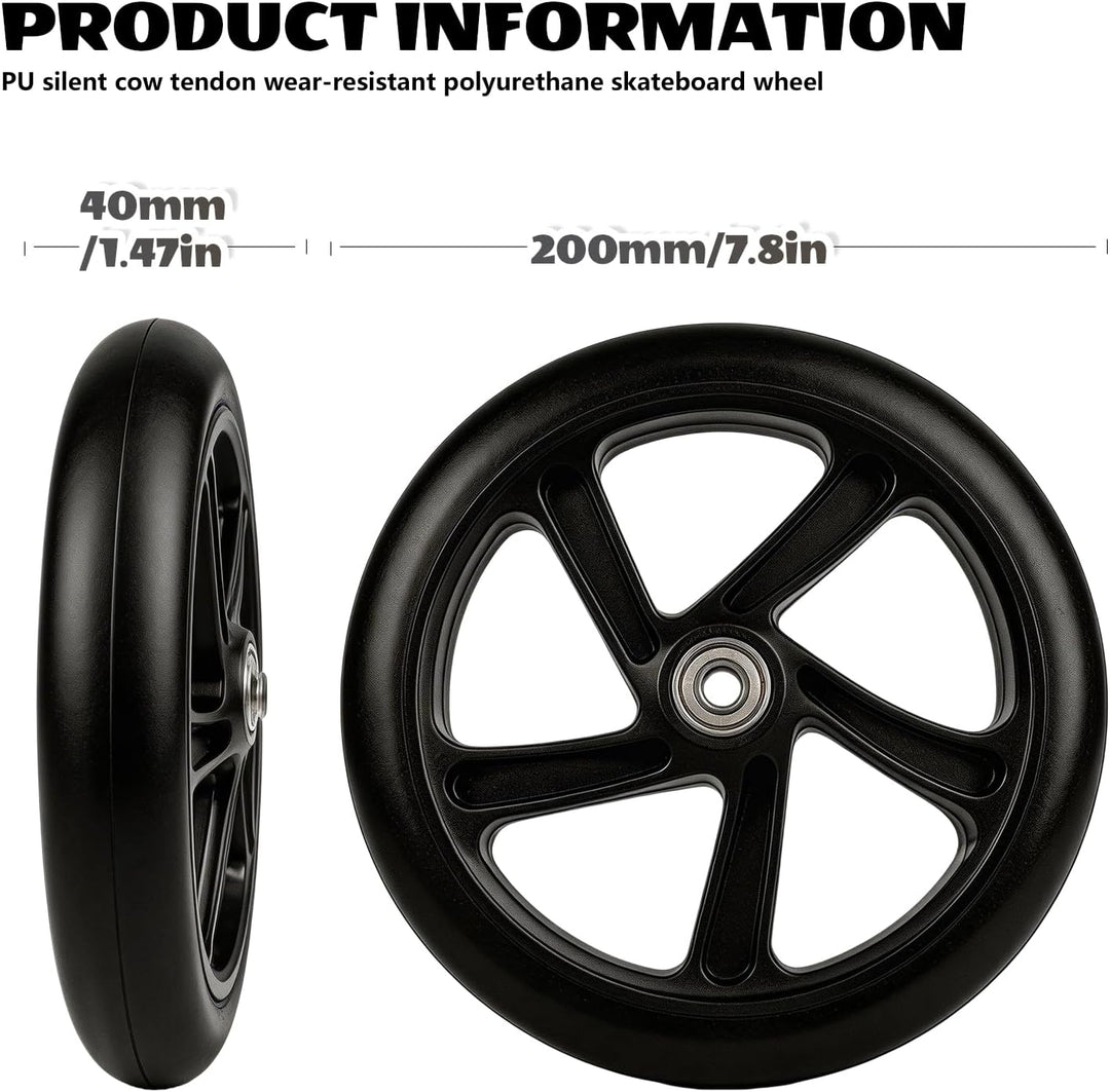 200mm Scooter Rollen, 2 Stück Scooter Ersatzräder ScooterRäder Ersatzreifen mit ABEC-7 Kugellager, C