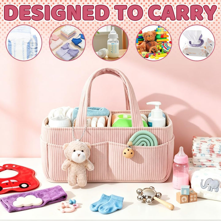 Wickeltasche Organizer, Tragbarer Wickelkorb mit Fächern & Griffen, Large Wickel Organizer, Diaper C