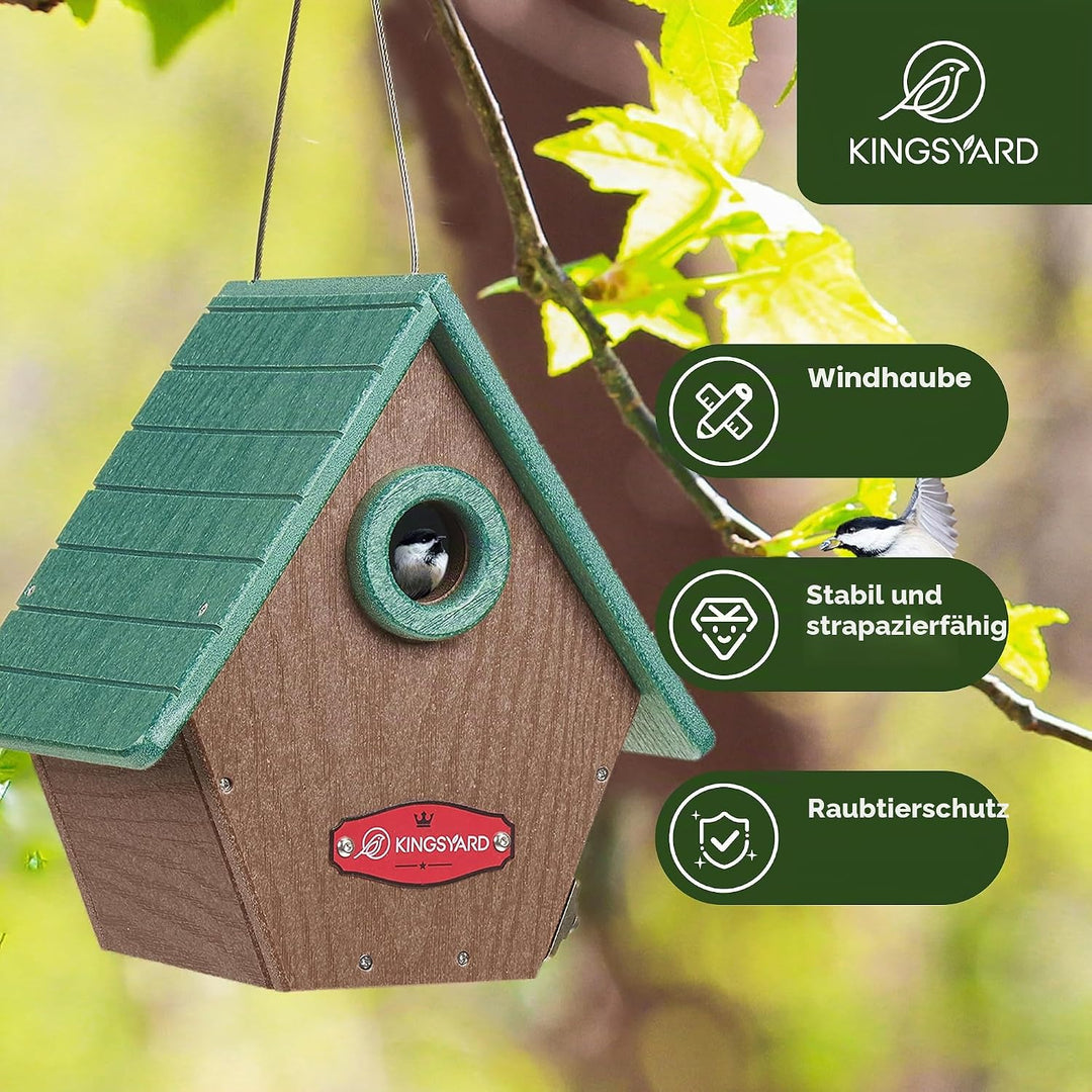 Kingsyard Nistkasten Vogelhaus aus recyceltem Kunststoff für den Aussenbereich - Hängende Nisthöhle