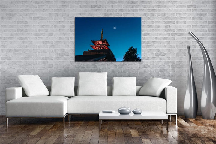 Schreinturm im Schein des Mondes Format: 100x70 als Leinwandbild, Motiv fertig gerahmt auf Echtholzr
