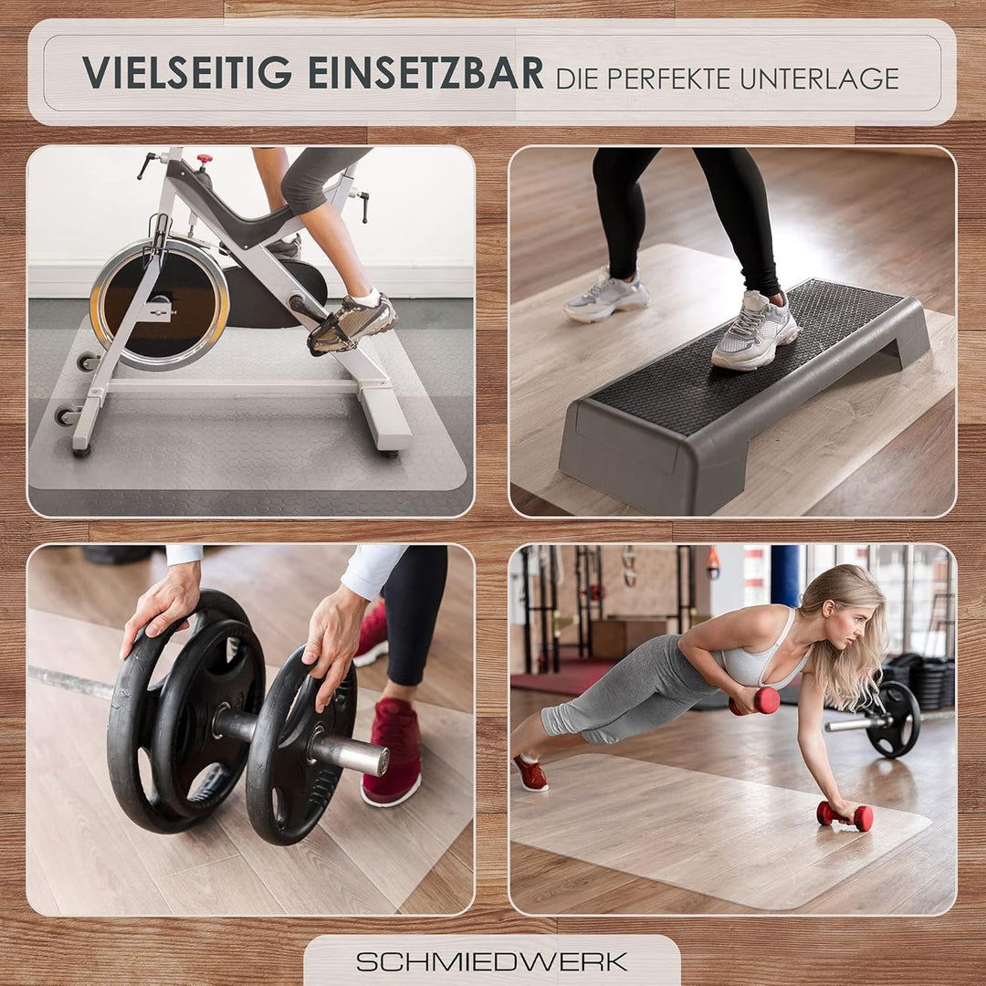 Bodenschutzmatte für Fitness und Sportgeräte - rutschfeste Unterlage für Crosstrainer, Heimtrainer,