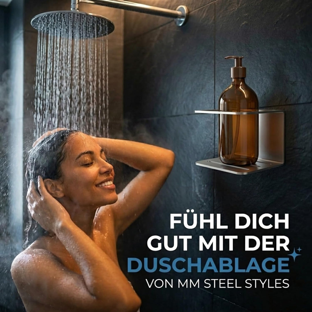 Edelstahl Shampoo Halterung für Dusche – Duschablage ohne Bohren klein – Einfache Montage mit Klebep