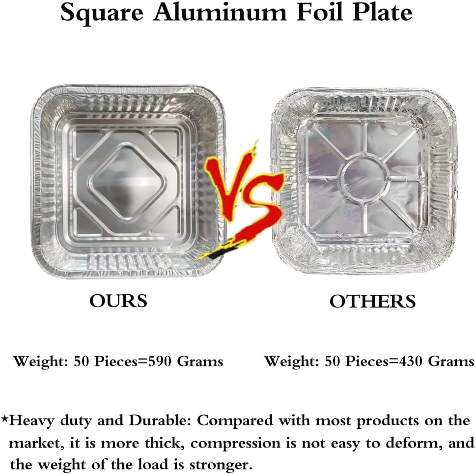 Antihaftbeschichtete Einweg-Luftfritteuse, Aluminiumfolie, quadratisch, 50 Stück, öldichte Aluminium