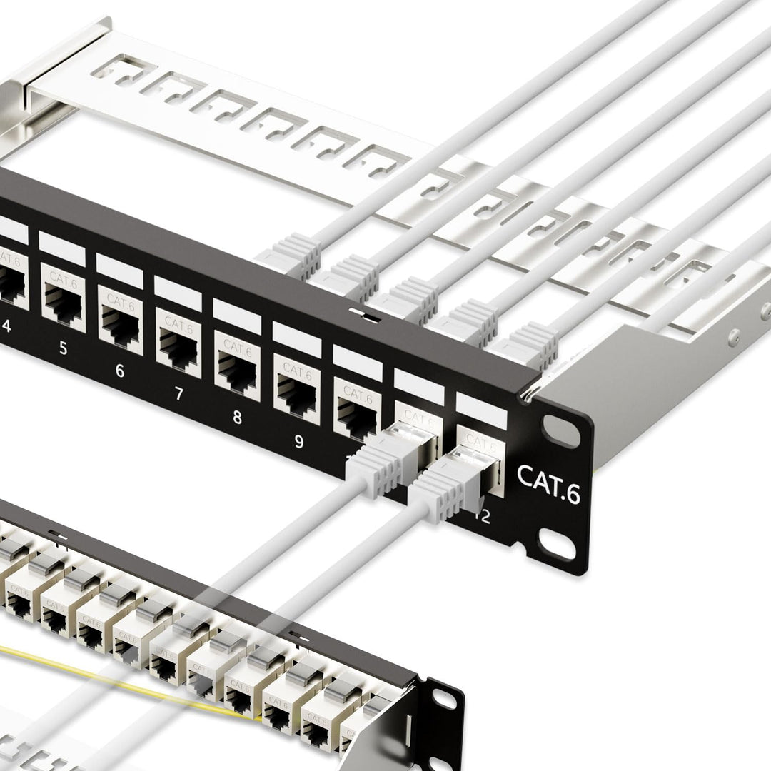 iwillink 12 Port RJ45 Durchgangskoppler Cat6 Patchpanel STP geschirmt mit Rückleiste, Wandmontage od