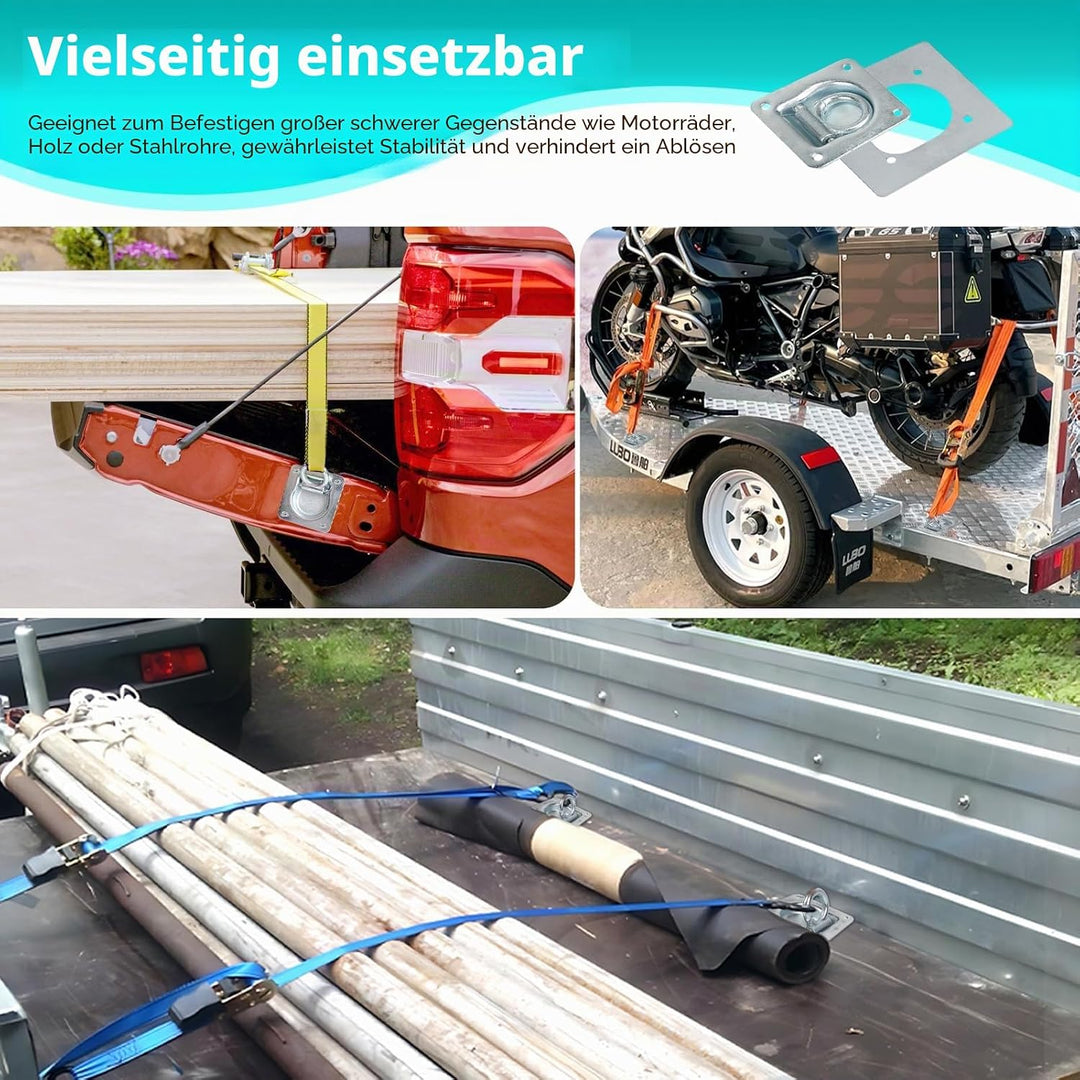 EXLECO 6pcs Zurrösen für Anhänger mit Gegenplatte &amp; Schrauben, Zurrmulden Versenkt Anhängerösen Verz