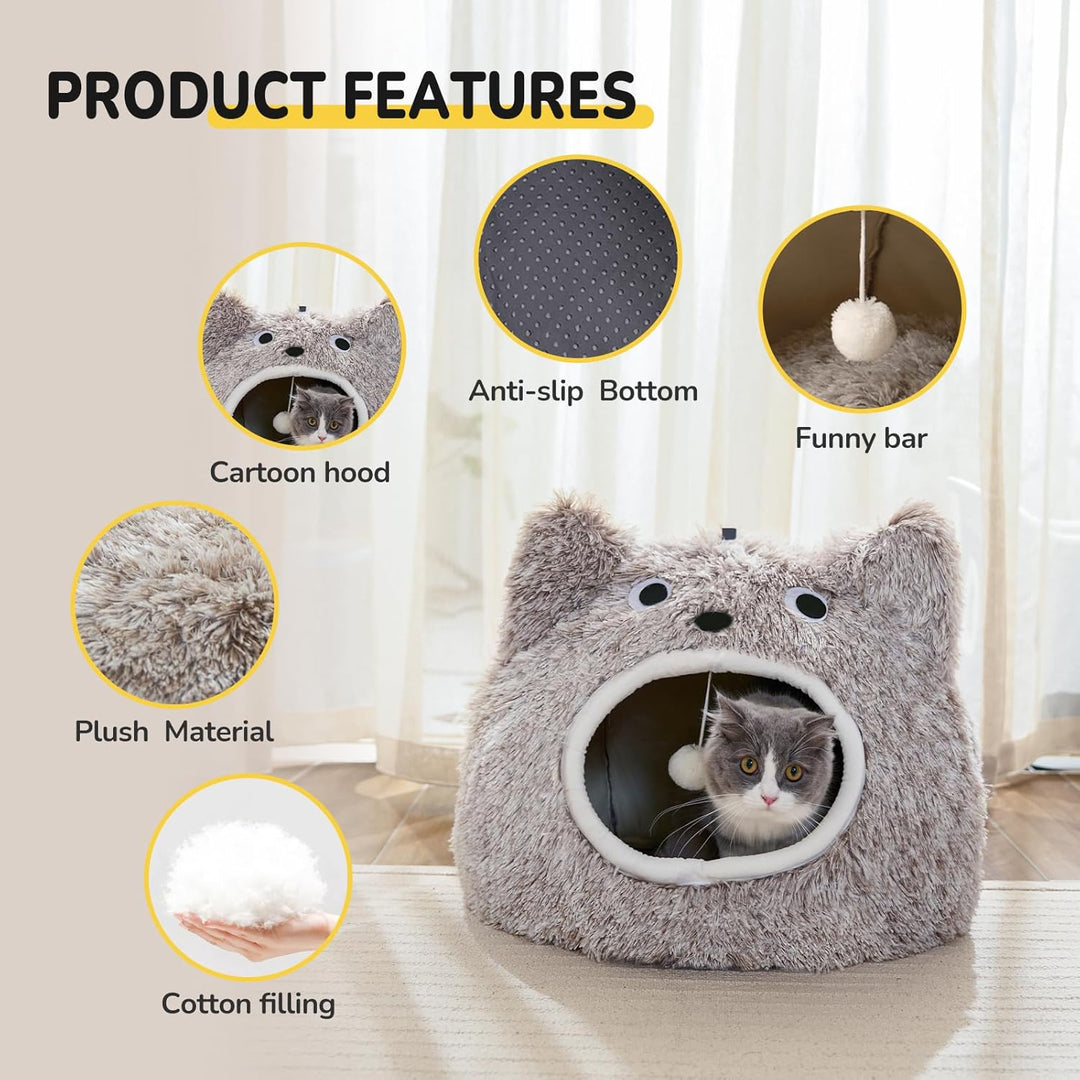 CATISM Katzenhöhle Katzenbett Waschbar Katzenschlafplatz für Katzen Cute Moster Plüsch Haustier Katz