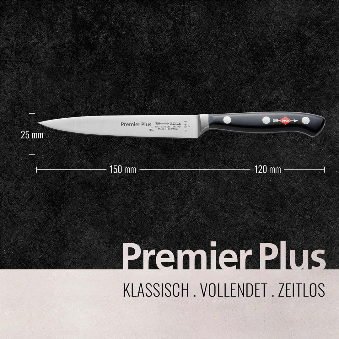 F. DICK Tranchiermesser, Premier Plus (Messer mit Klinge 15 cm, X50CrMoV15 Stahl, nichtrostend, 56°