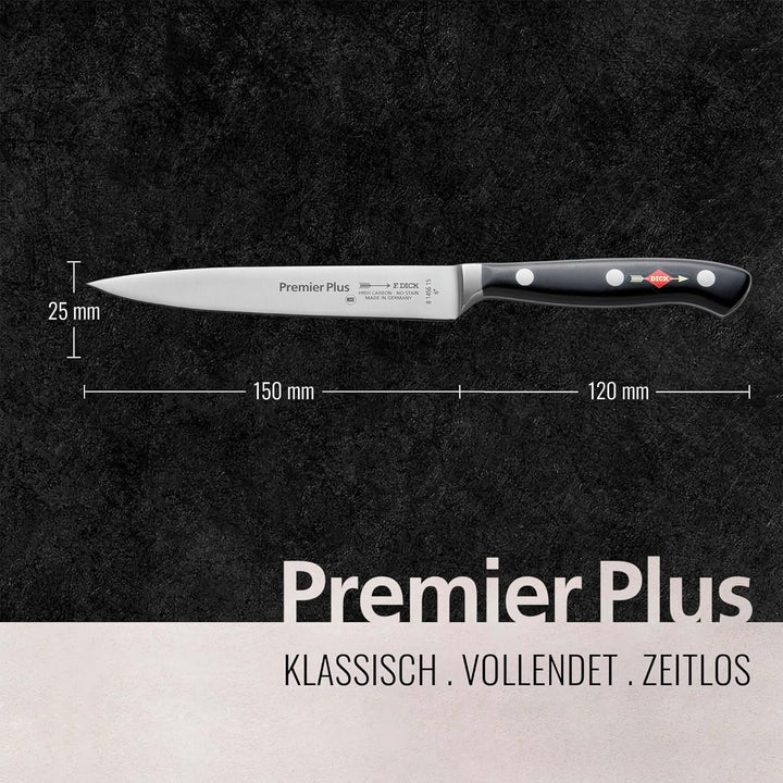 F. DICK Tranchiermesser, Premier Plus (Messer mit Klinge 15 cm, X50CrMoV15 Stahl, nichtrostend, 56°