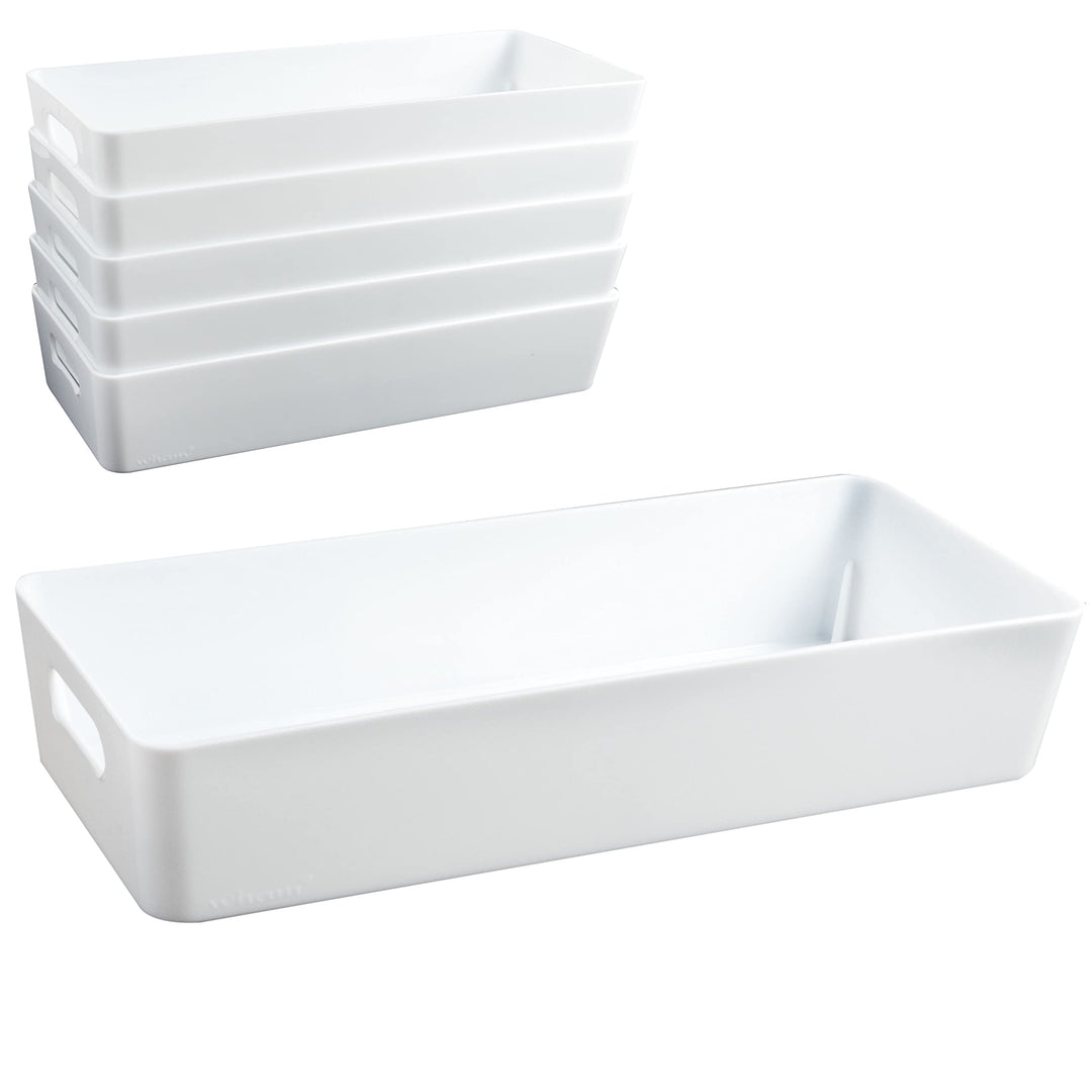 6x Ordnungsboxen - 6 cm hoch - WEIss - 30x12,5x6cm - 1,9 Liter - Ordnungskorb - Schubladenorganizer