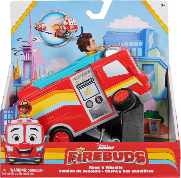 Disney Junior Firebuds, BO and Flash Feuerwehrauto Spielzeugfahrzeug mit Rückzugfunktion und Wheelie
