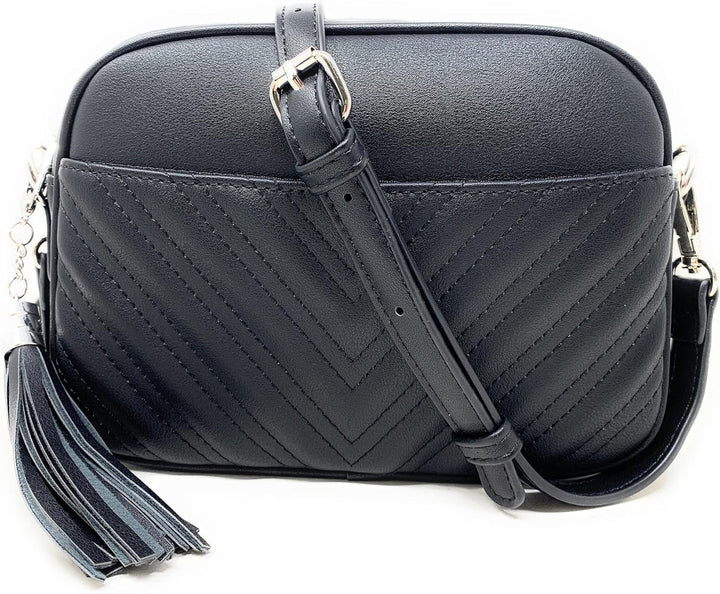lola mae Damen Gesteppte Umhängetasche Black-silver Hardware Lm691, Black-silver Hardware Lm691