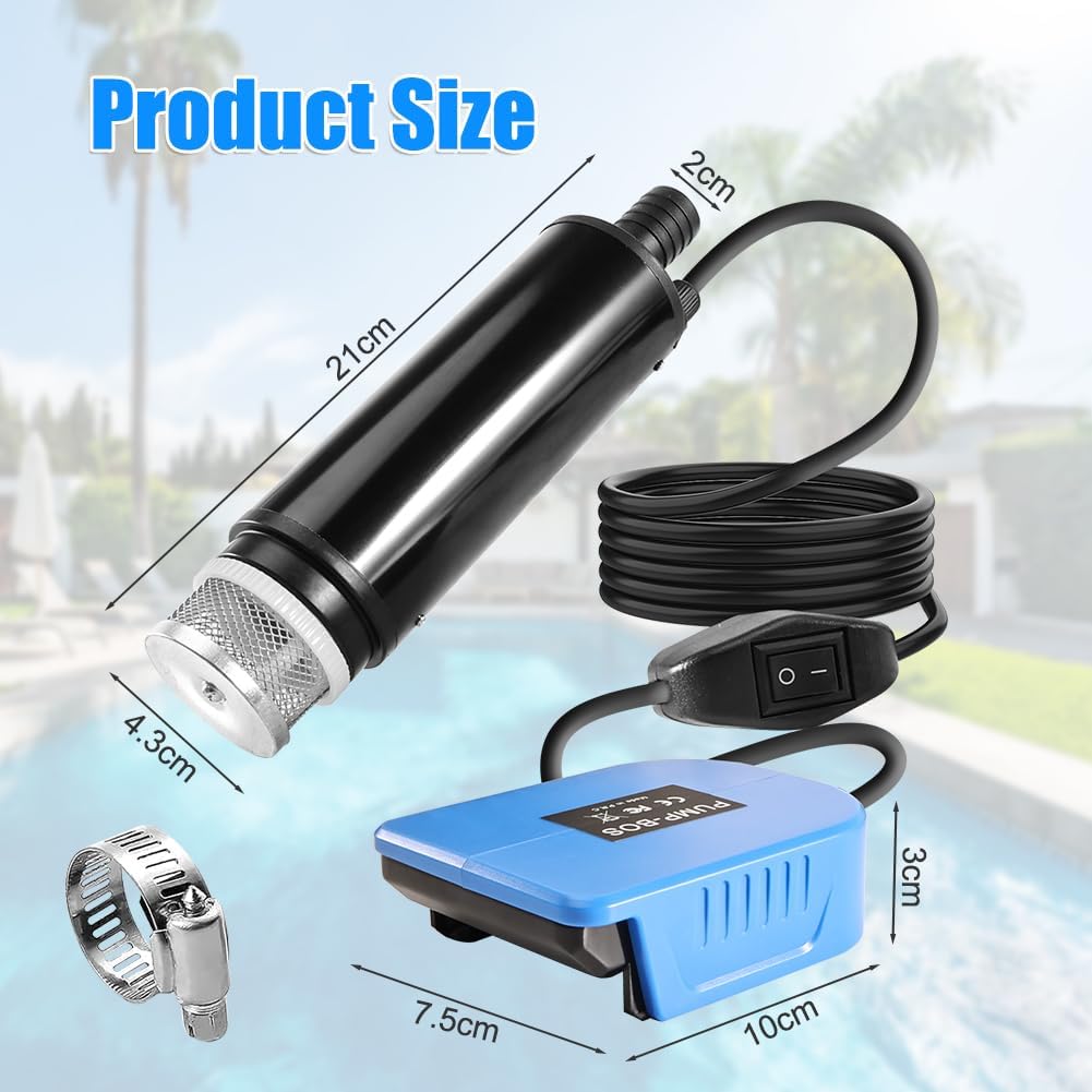 Wasserpumpe Kompatibel mit Bosch 18V Akku, Elektrische Tauchpumpe 30L/MIN, Wassertransferpumpe mit 4