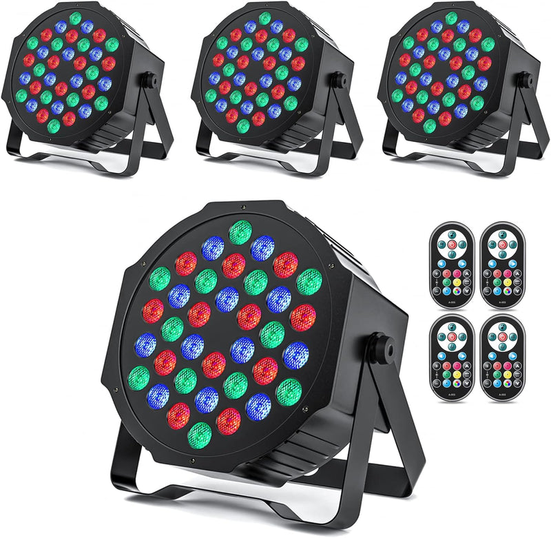 DELIBANG RGB LED Par Scheinwerfer, 4PCS 36 LED Strahler DMX512 mit Fernbedienung und Sound-Aktivieru