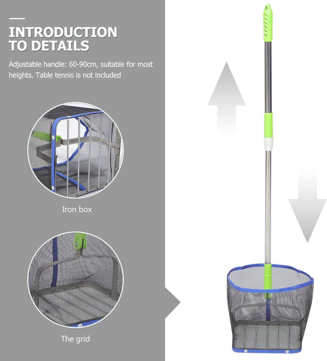 BESPORTBLE Verstellbarer Tischtennisball-Picker,Retriever Ball Pick Up，Tischtennisball-Tonabnehmerne