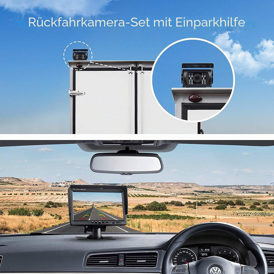 Xinyida Rückfahrkamera, 4-polig, 12 V bis 24 V, 18 LEDs, IR-Nachtsicht, wasserdicht, mit 15 m Kabel