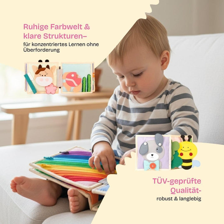 Jolly Designs 6-seitiges Mini Quiet Book Magischer Vogel - Montessori Lernspielzeug Aus Hochwertigem