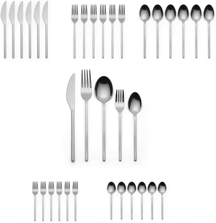 DINOX TANGO Besteckset - 30-teilig Edelstahl für 6 Personen - Designbesteck mit fliessenden Linien,