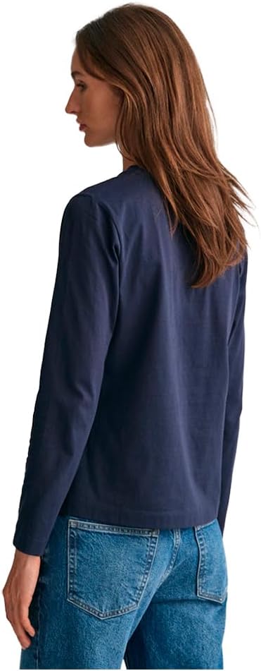 GANT Damen Reg Shield Ls T-Shirt, Evening Blue