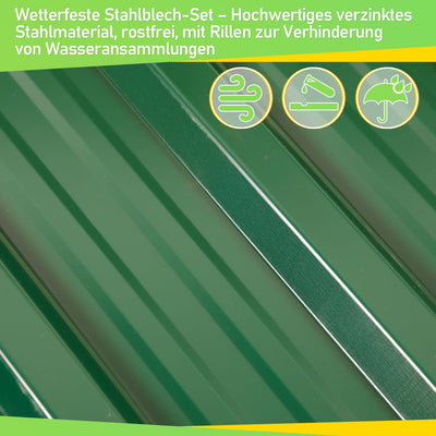 Cecaylie 12er Set Verzinkte Trapezblechplatten für Dächer – Robuste grüne Stahlbleche mit Rostschutz