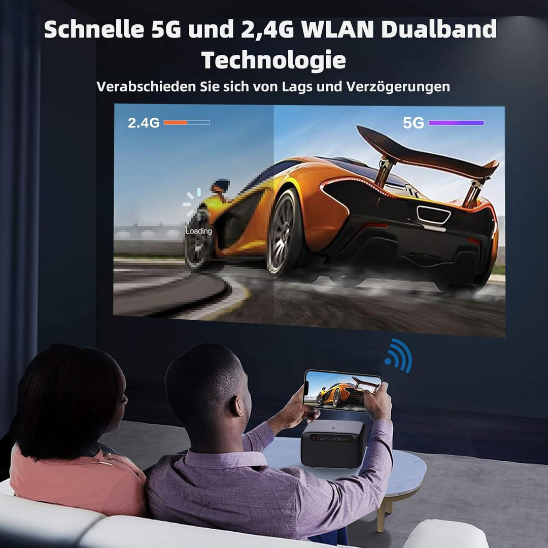 CASIRIS Omnistar Beamer Set mit 100'' Leinwand | 1500 ANSI | Auto Fokus | 1080P Full HD mit 4K Unter