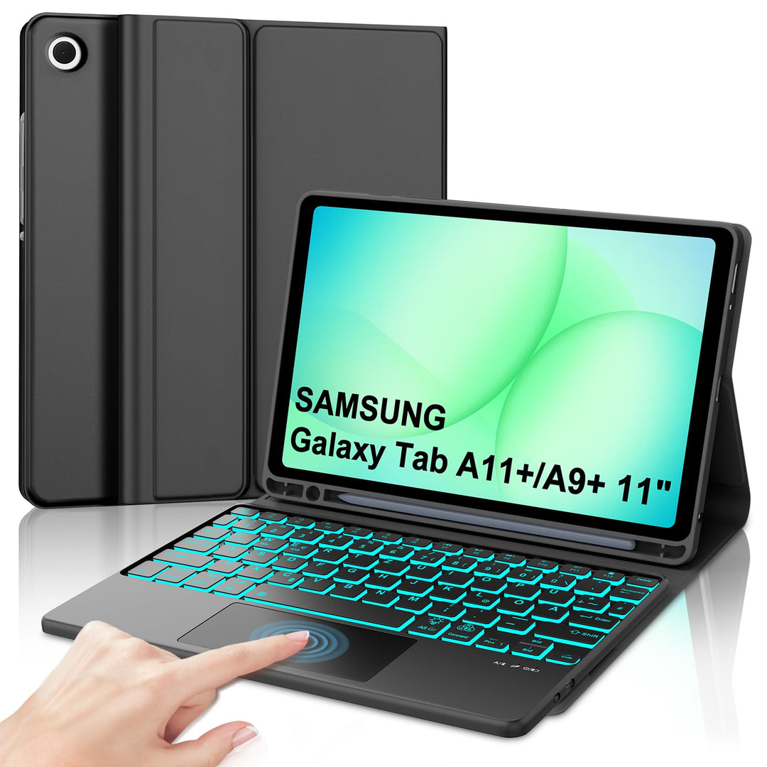 Hülle Mit Tastatur Für Samsung Galaxy Tab A11 Plus/Samsung A9 plus 11 Pulgadas 2023, 7 Farben Beleuc