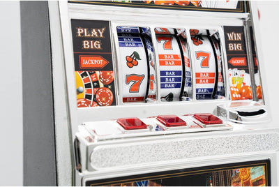 Mad Monkey Slot Machine Spardose XL, Spardose im Spielautomaten-Design mit Licht und Sound, Geldspie