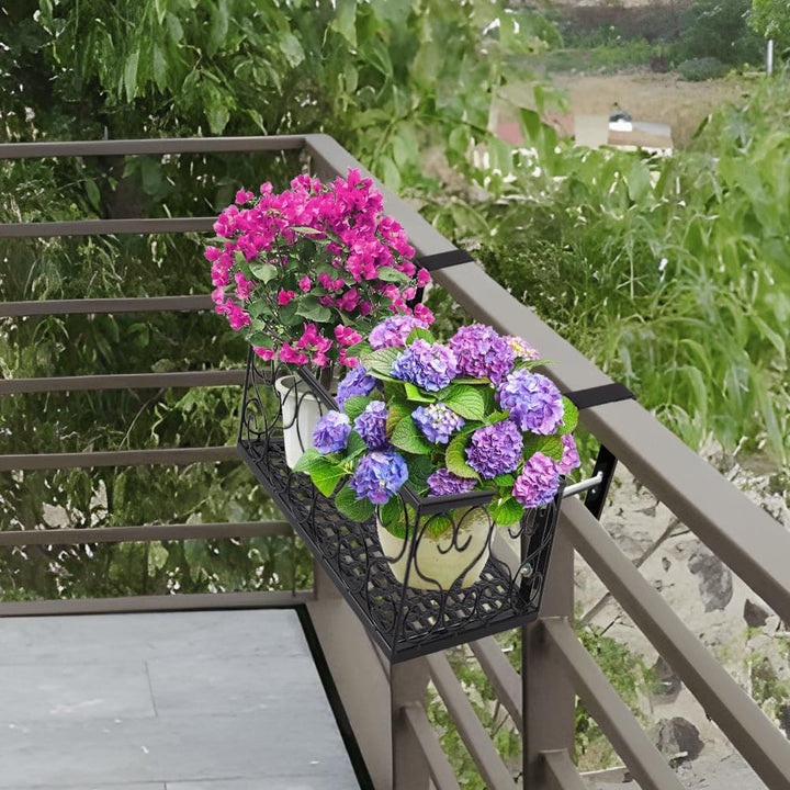 Jenngaoo Blumentopfhalter Balkon, Eisen Dekorative Terrassen Geländer Regal Blumen Regal Korb Regal