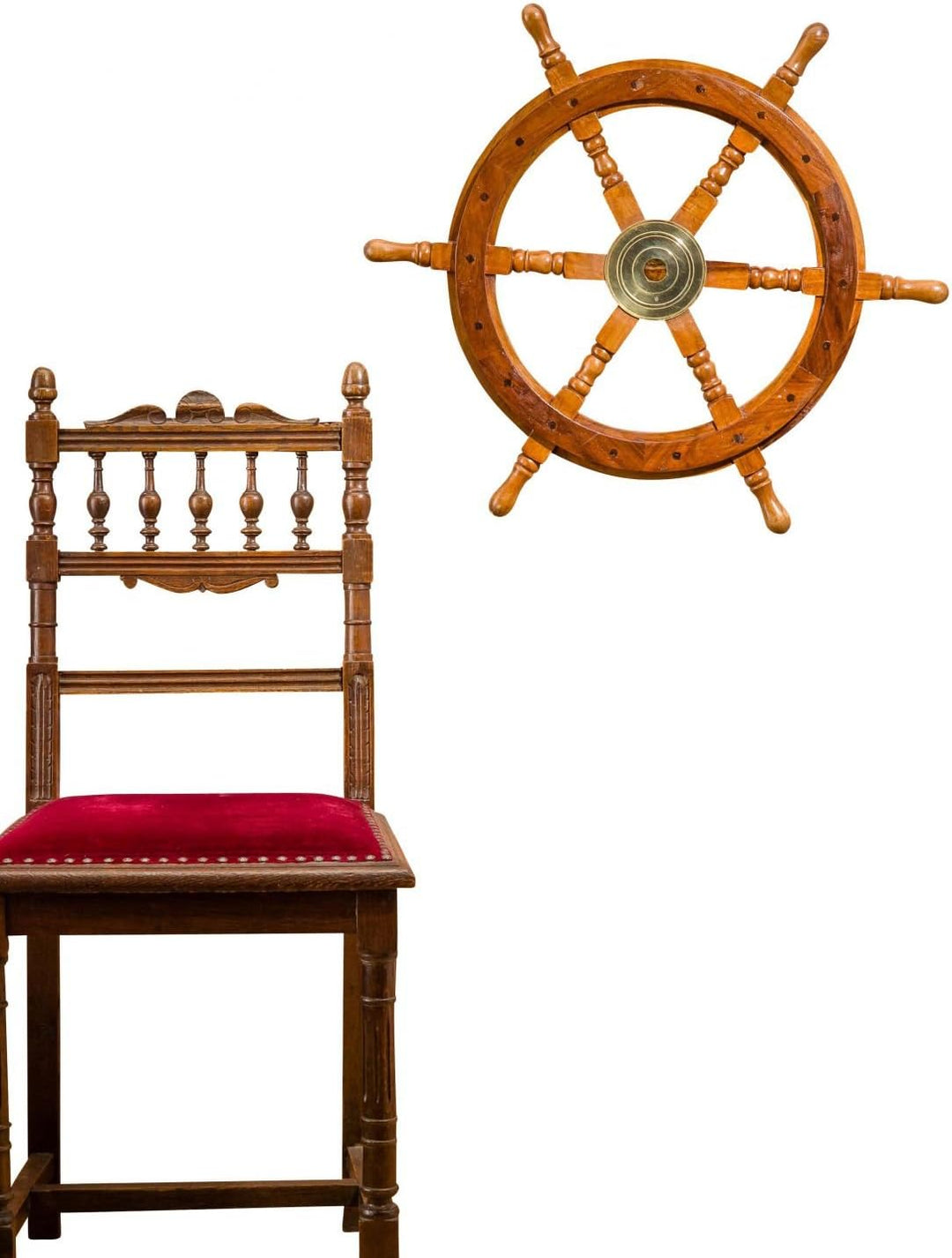 Steuerrad 62cm Holz Messing Schiff Schiffsrad Schiffssteuerrad Schiffe Boot