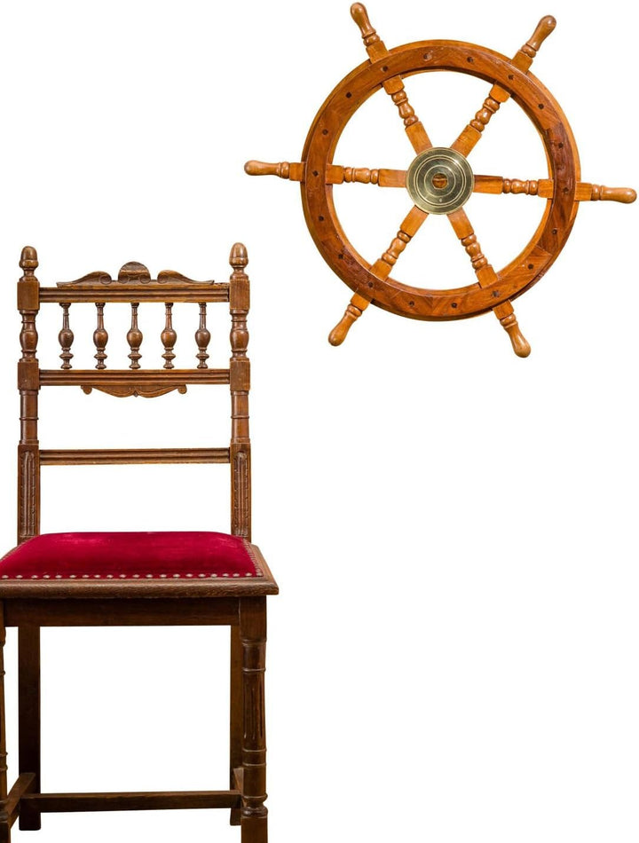 Steuerrad 62cm Holz Messing Schiff Schiffsrad Schiffssteuerrad Schiffe Boot