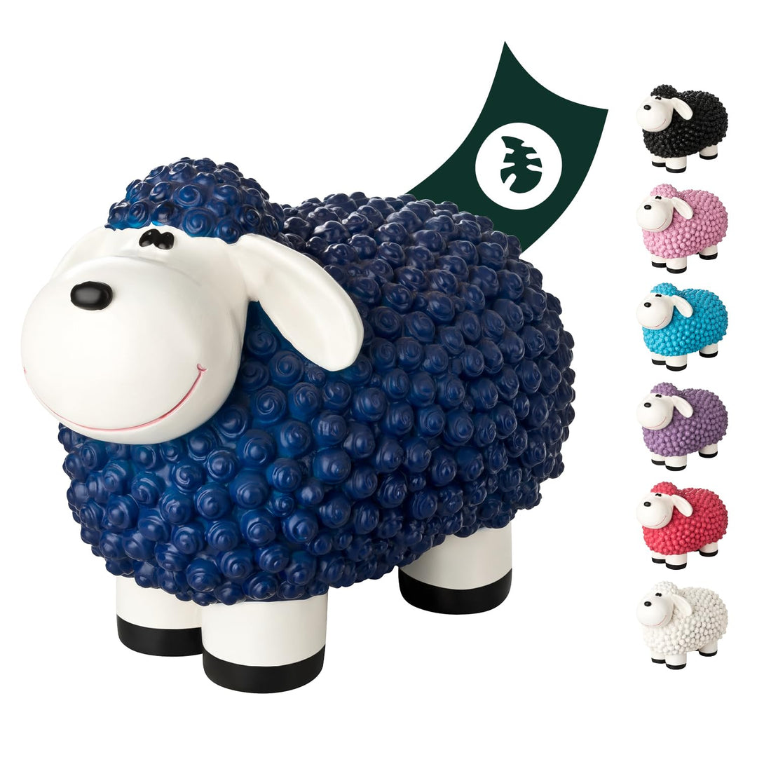 VERDOBA Mini Deko Schaf für den Garten, wetterfest - blaues Deko-Schaf Molly - Gartenfigur Schafe Ga