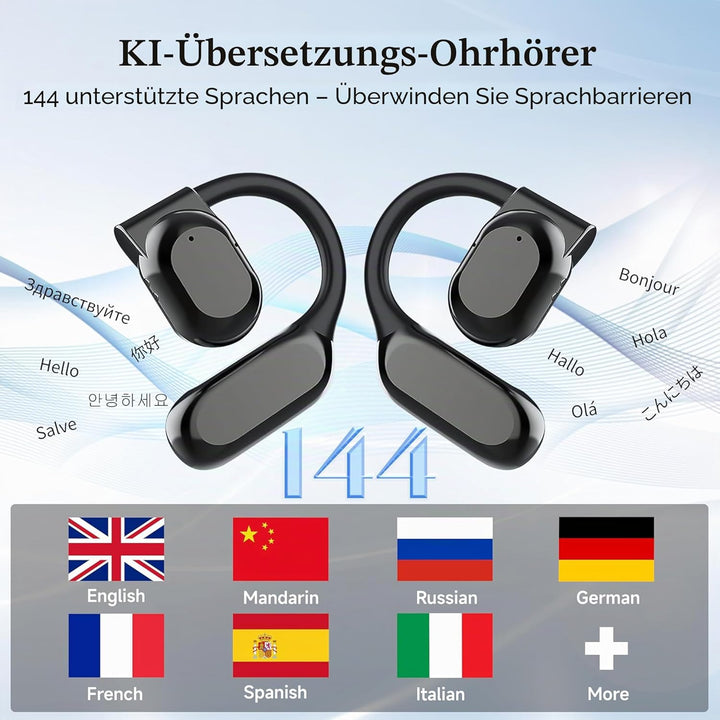 Bluetooth-Kopfhörer mit KI-Übersetzer, sofortige Konversation, kein WiFi, über 140 Sprachen, kompati