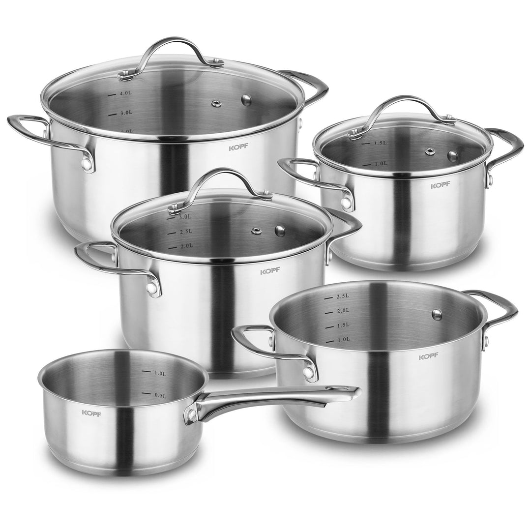 KOPF Topfset Induktion Clara 8-teilig | Backofen & Spülmaschinen geeignet | Kochtopf-Set für alle He