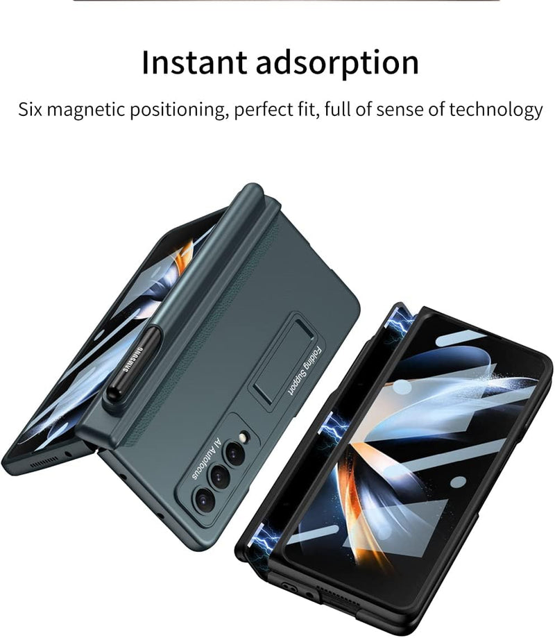 COQUE Samsung Galaxy Z Fold 4 Hülle mit Schutzfolie,Slim Pen Slot Magnetische All-Inclusive Handyhül