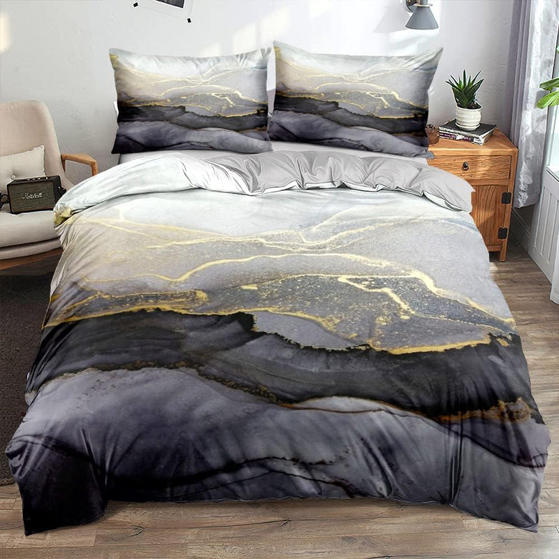 Luowei Kissenbezüge 40x80 Grau mit Reissverschlüsse, Marmor Motiv, Mikrofaser Grau Kissenbezug 40x80